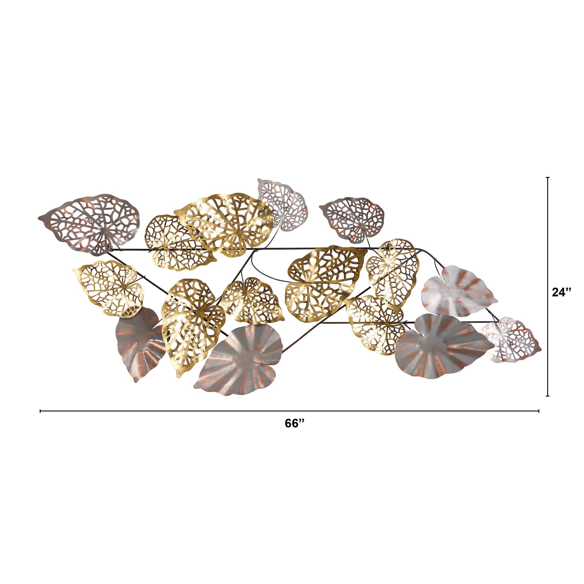 5.5ft. x 2ft. Scattered Metal Leaves Wall Art Decor